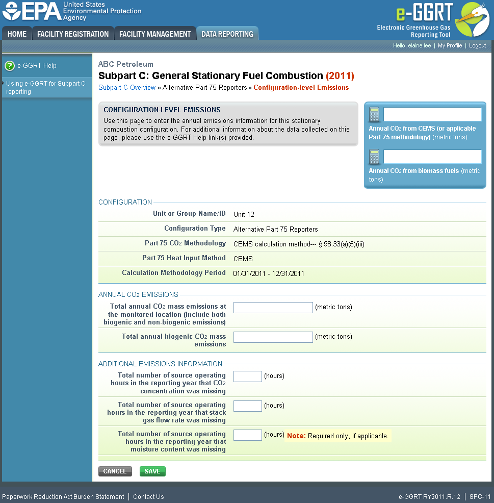 Subpart C: General Stationary Fuel Combustion - Configuration Type 6